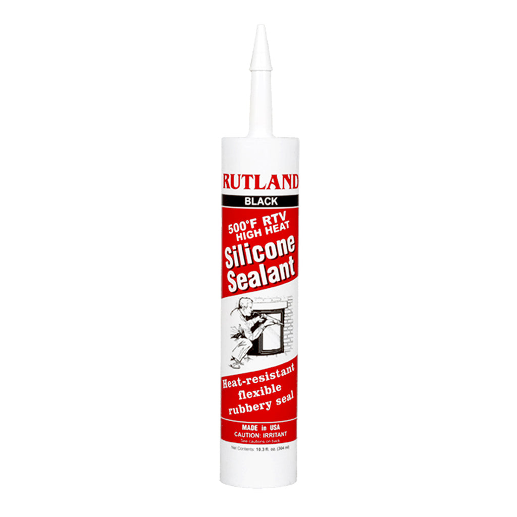 Black RTV high heat silicone sealant cartridge with pointed nozzle
