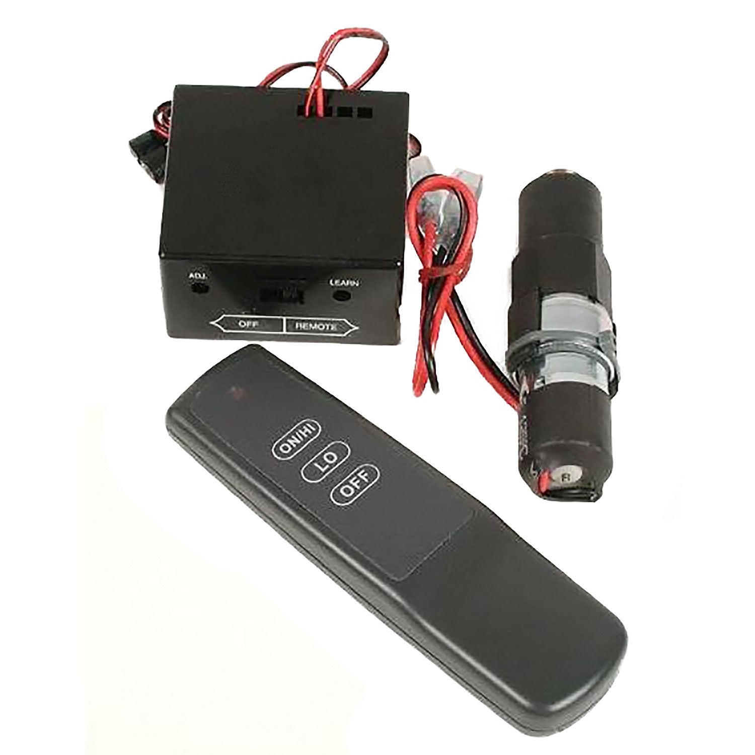 Wireless fireplace remote control kit with handheld remote and black receiver module