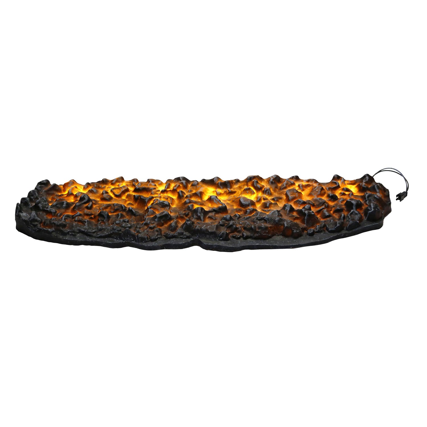 Log grate ember mat with orange and yellow glowing ember effect