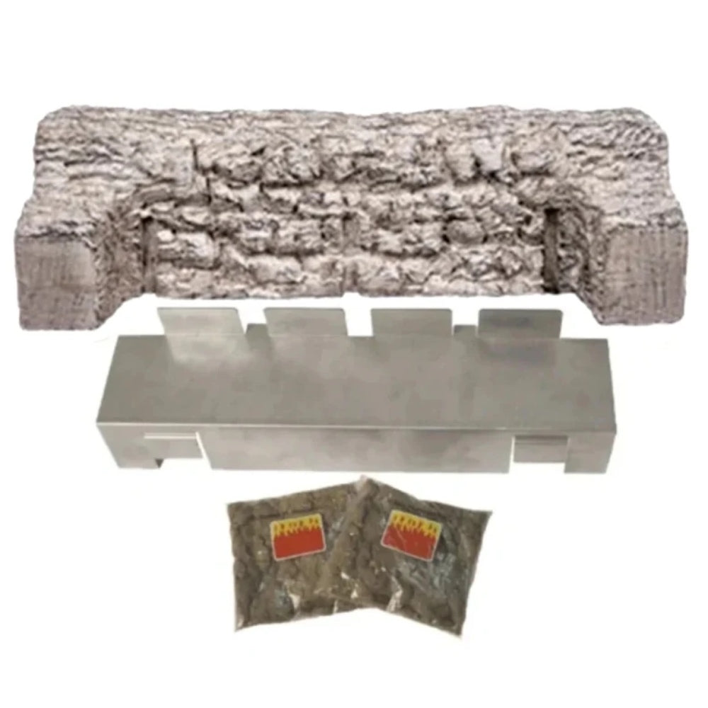 Real Fyre birch flame enhancer kit with burner tray and two fuel packs, gray-brown