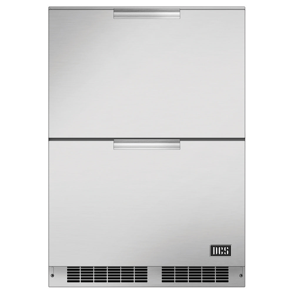 Stainless steel outdoor refrigerated double drawer cooler with two front doors