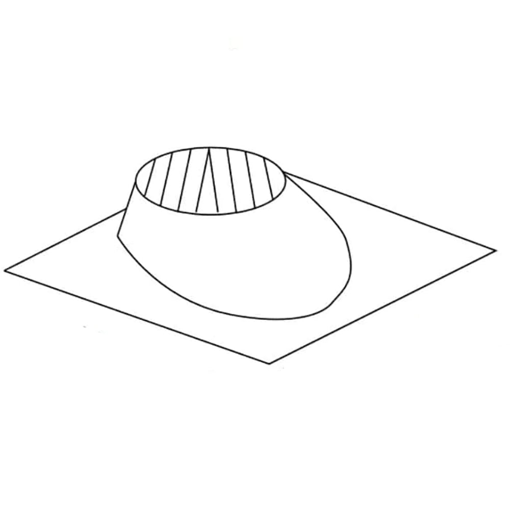 Pitch roof flashing with semicircular opening and flanged edges