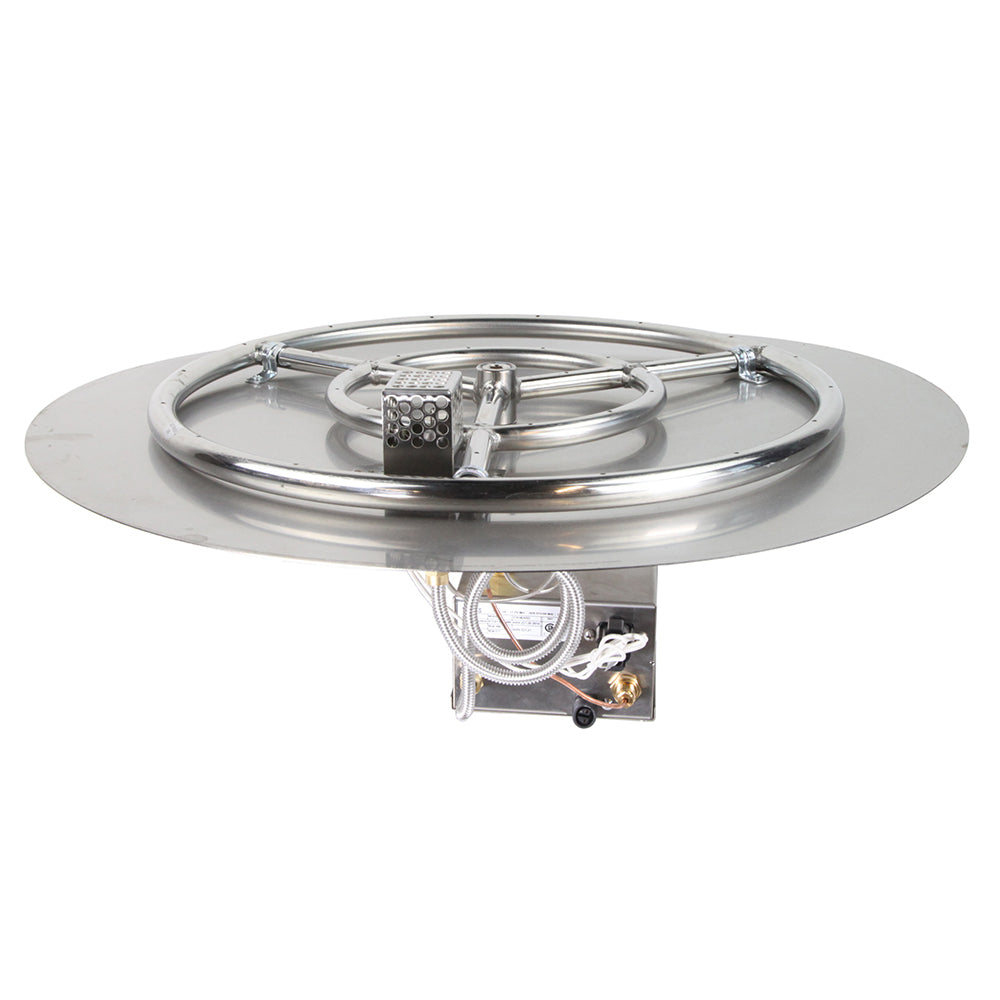 Stainless steel gas fire pit burner head with circular ring and central vent