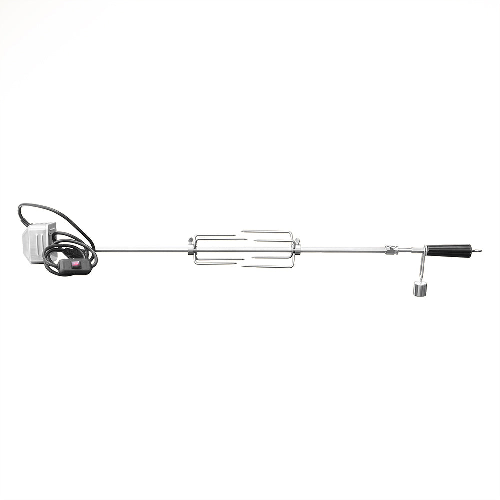 Rotisserie replacement kit with metal spit rod, prongs, and motor controller