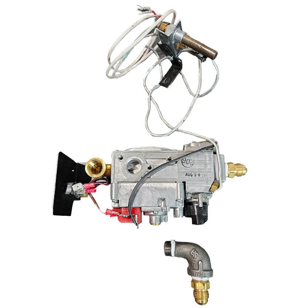 Gas safety pilot valve kit with millivolt switch and metal valve assembly, wired harness