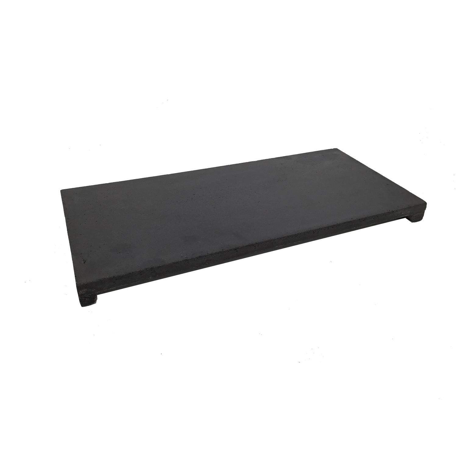 Textured fireplace vent cap in dark charcoal with side supports