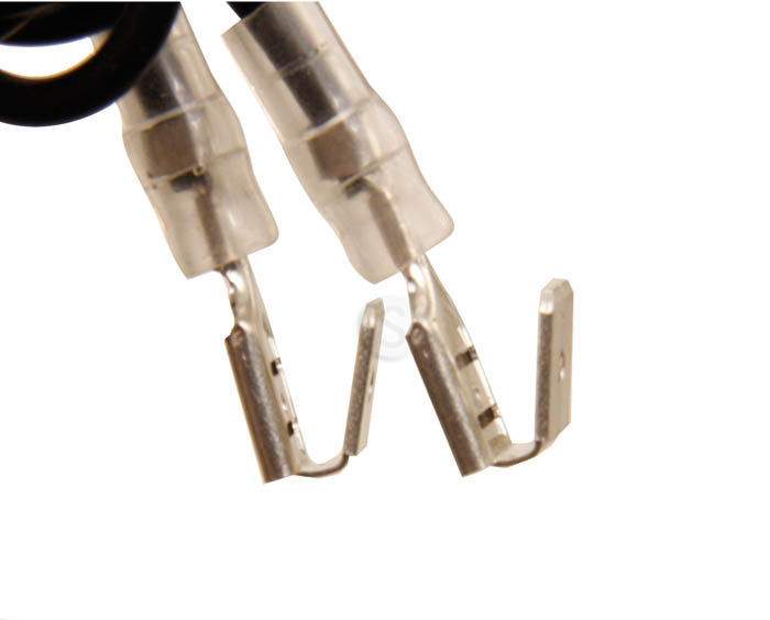 Clear insulated electrical plug connectors with metal contact ends and wiring leads