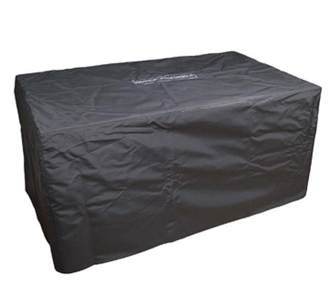 Black rectangular nylon fire table cover with logo patch