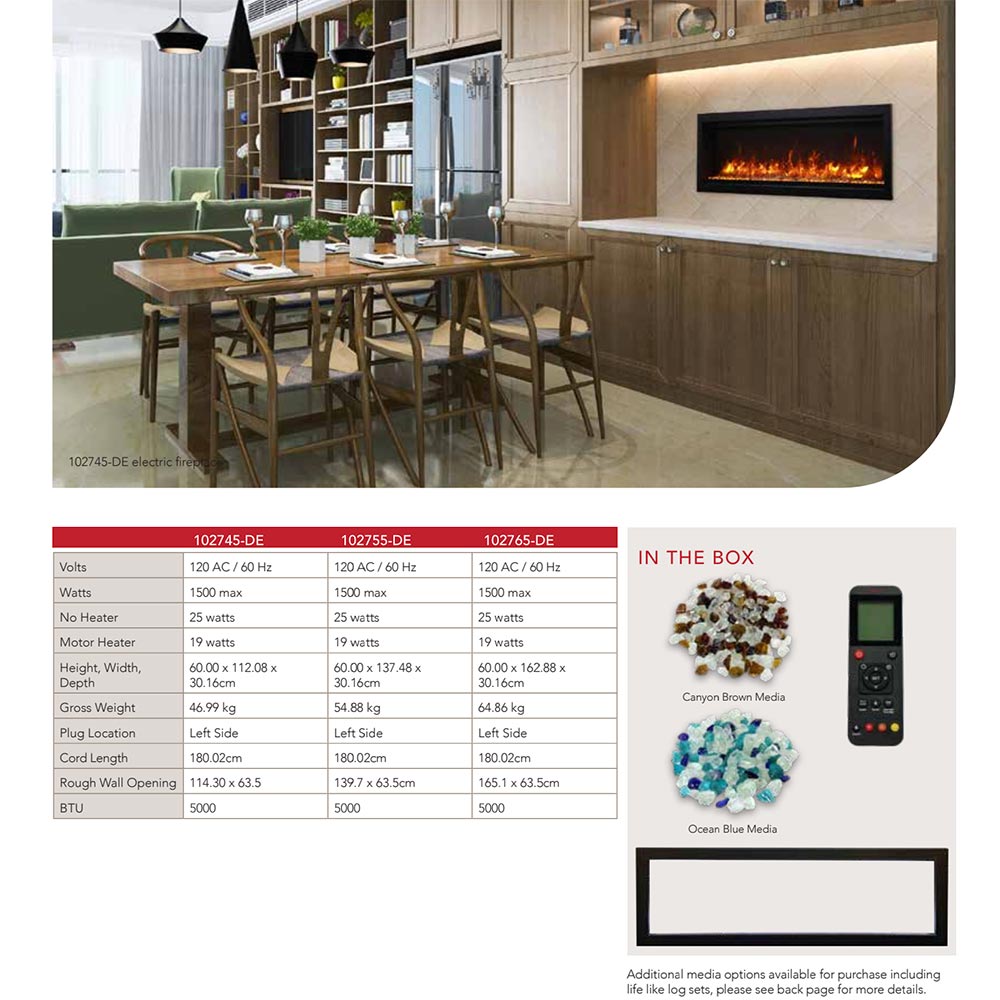 Black electric fireplace insert in wood cabinetry with a flame viewing window