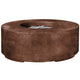 Round concrete gas fire pit with central burner opening in brown finish