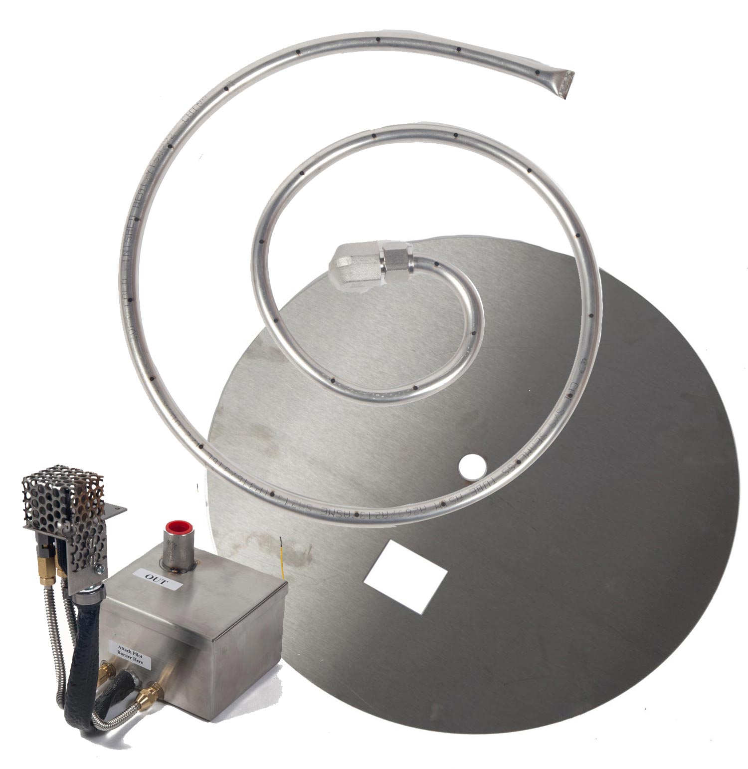 Fire by Design MGRFBP Gas Fire Pit Burner Kit with Round Flat Pan