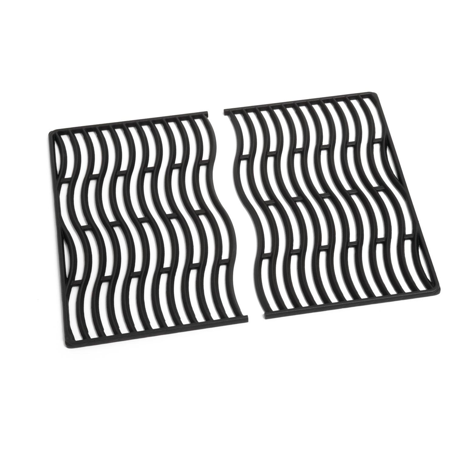 Cast iron cooking grids with wavy grate pattern, two-piece set