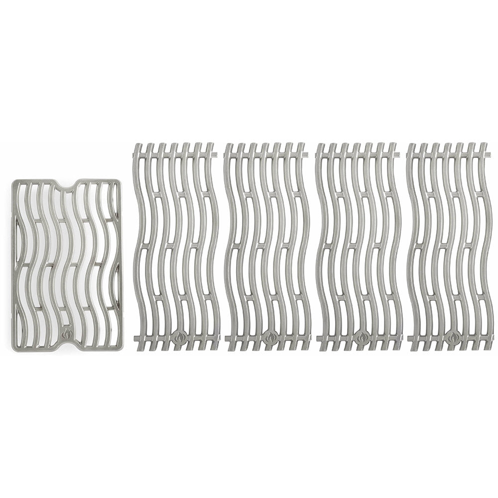 Cast stainless steel cooking grid set, five curved grate sections, metallic silver