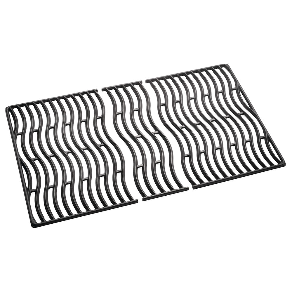 Cast iron cooking grid with raised parallel bar design for grill