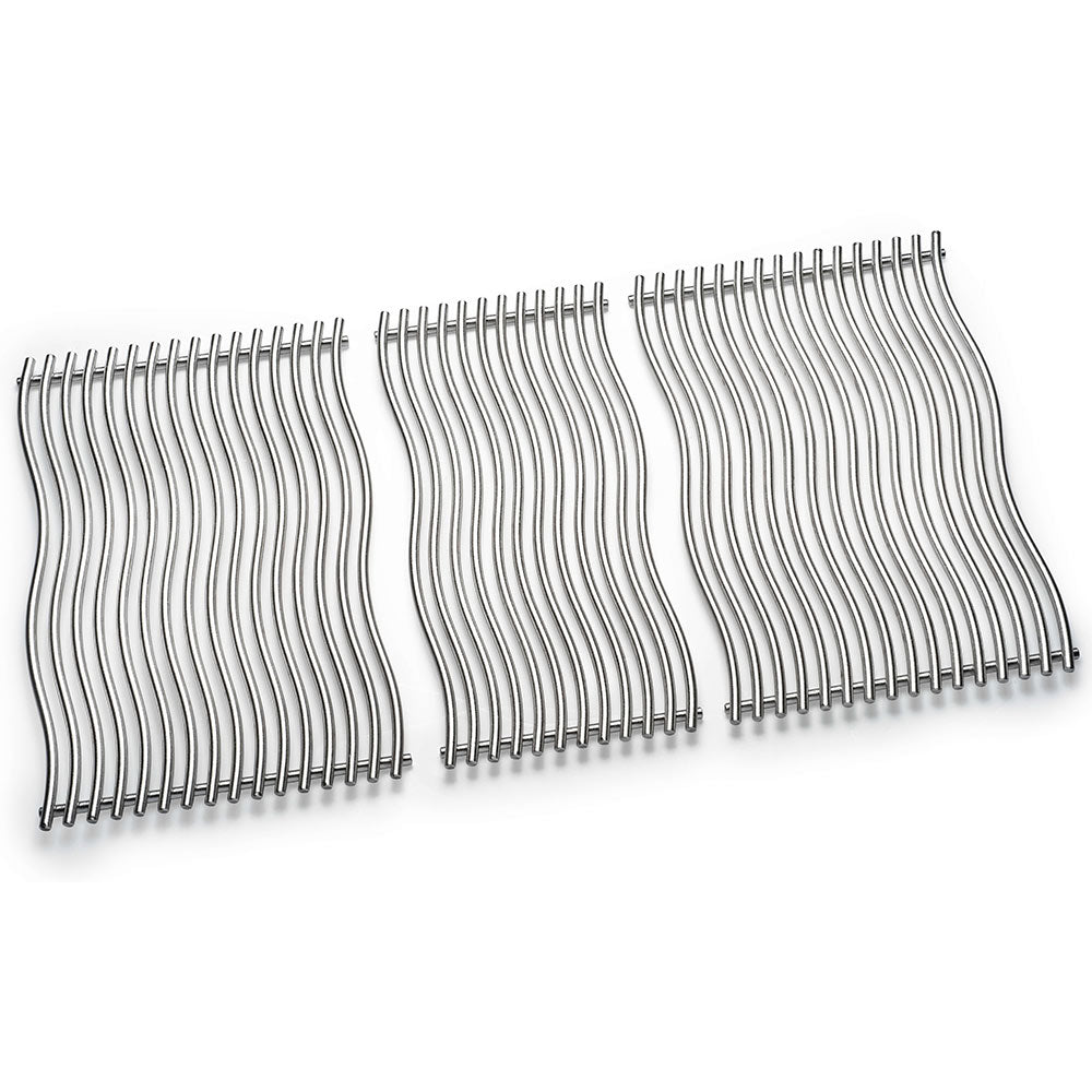 Stainless steel cooking grates set of three, curved wire bars for grill