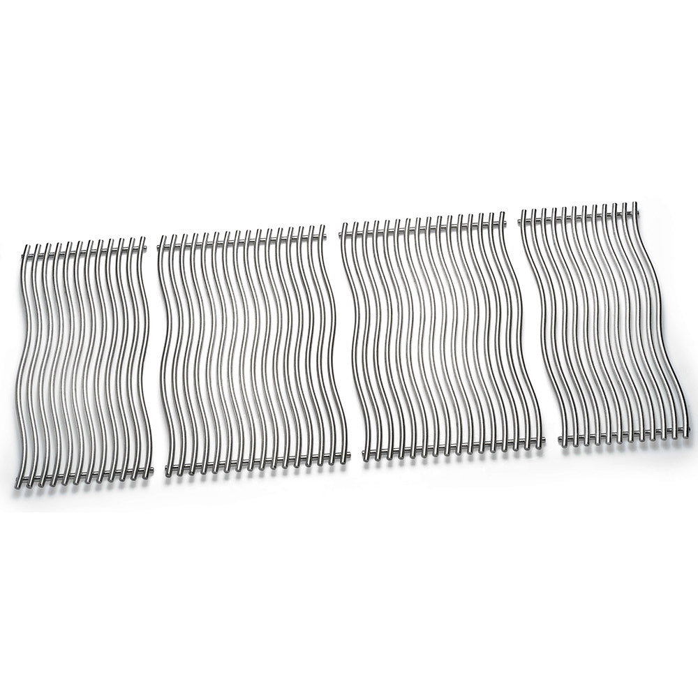 Stainless steel grill cooking grid set with wavy bars