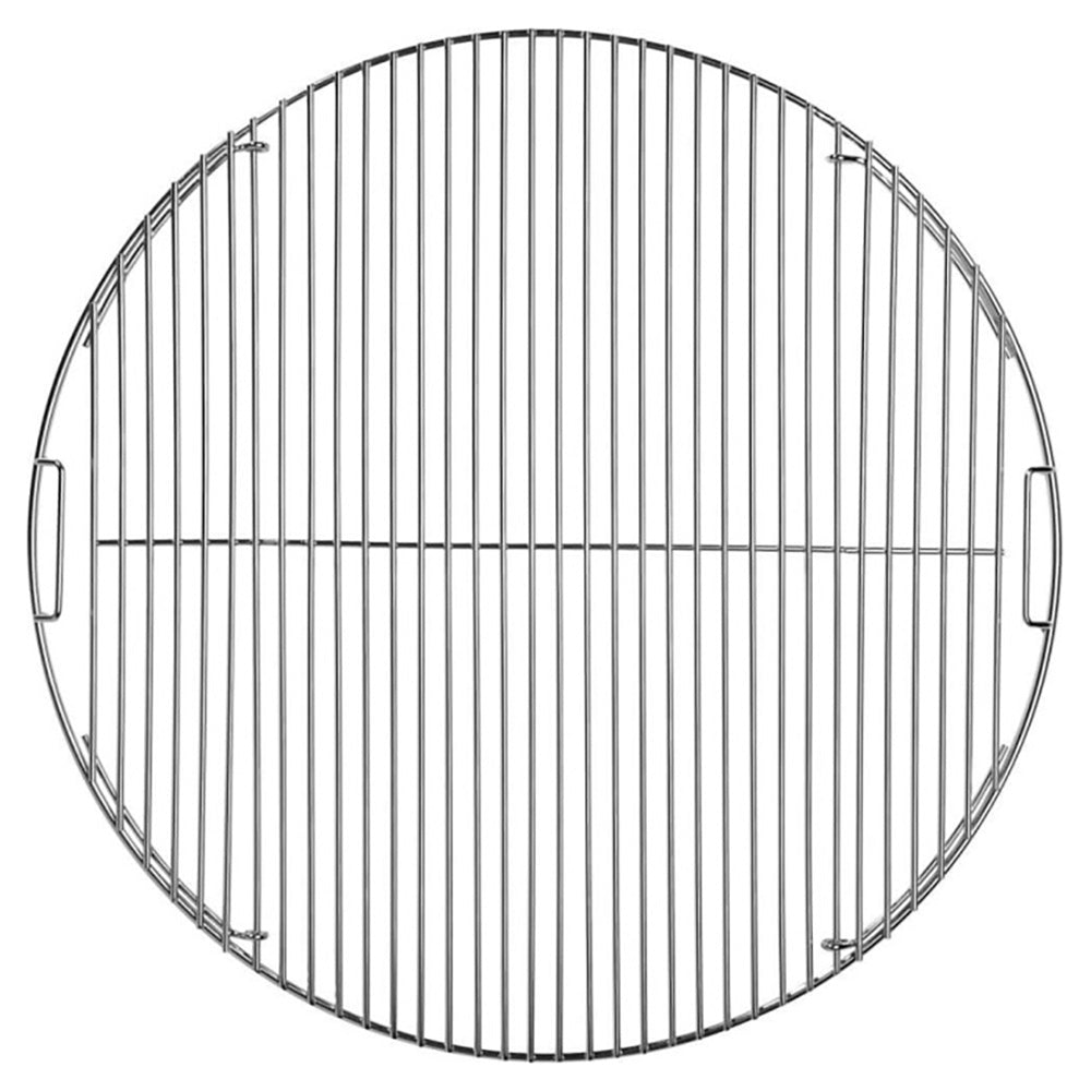 Stainless steel round cooking grid with vertical bars and side handles