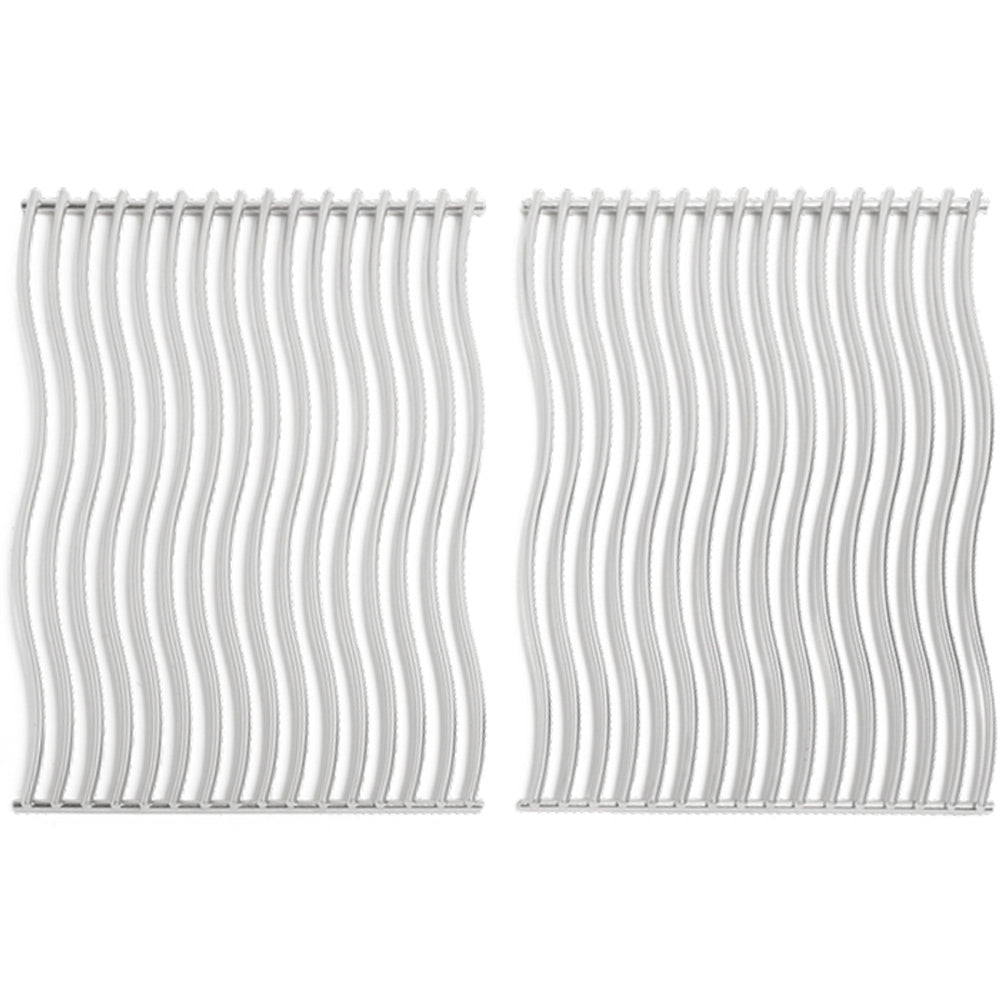 Stainless steel cooking grids, two-piece set with parallel rods and curved bars