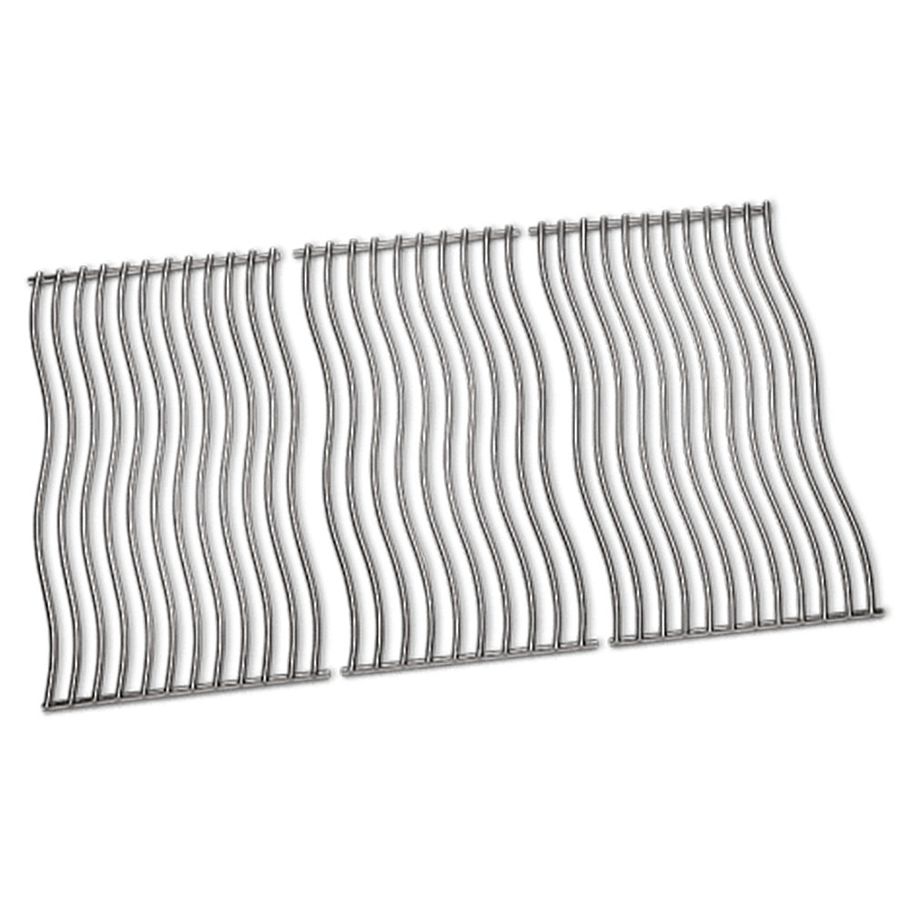 Stainless steel cooking grid set with parallel bars, three-piece curved design