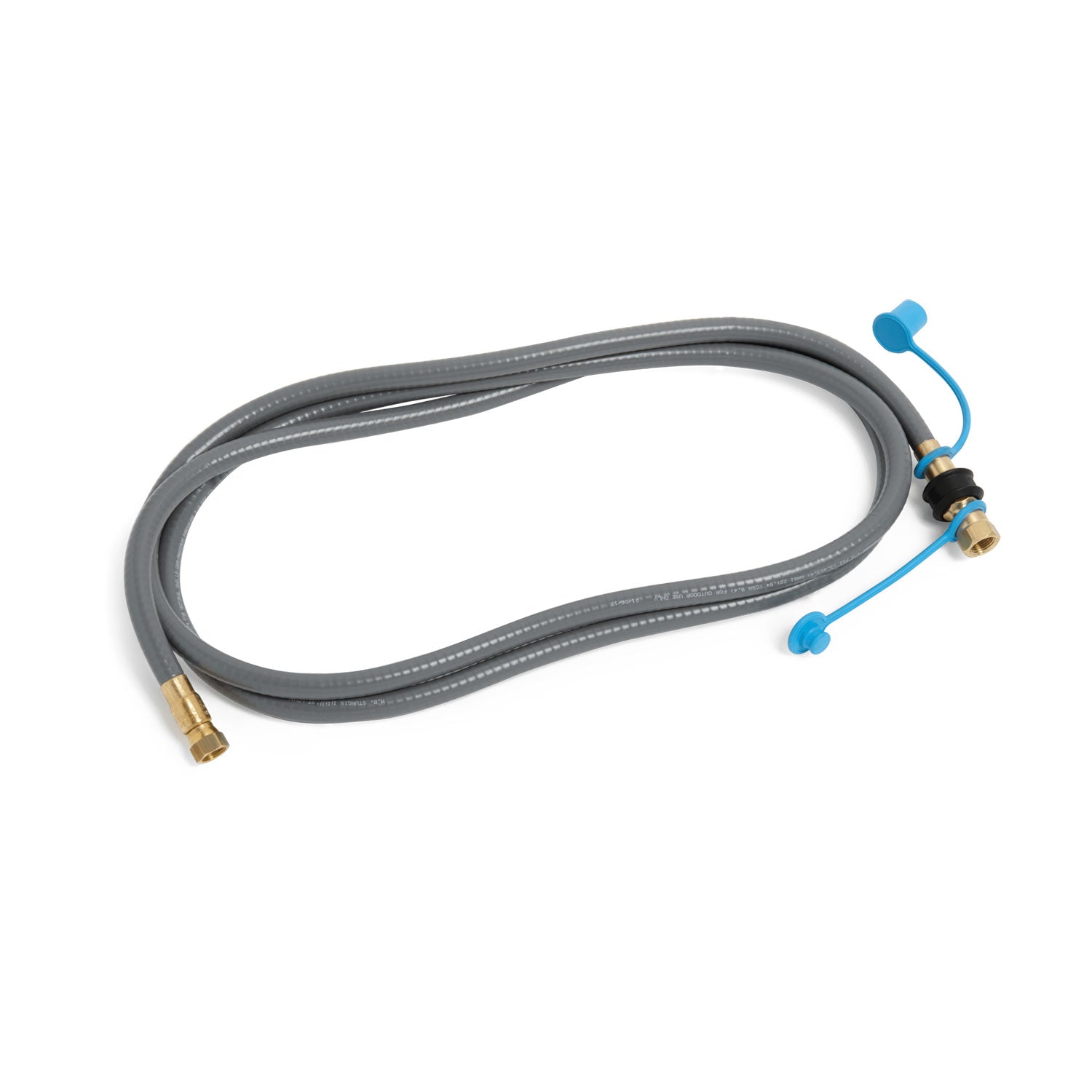 Natural gas hose, gray braided, 3/8 in quick-connect with brass fittings