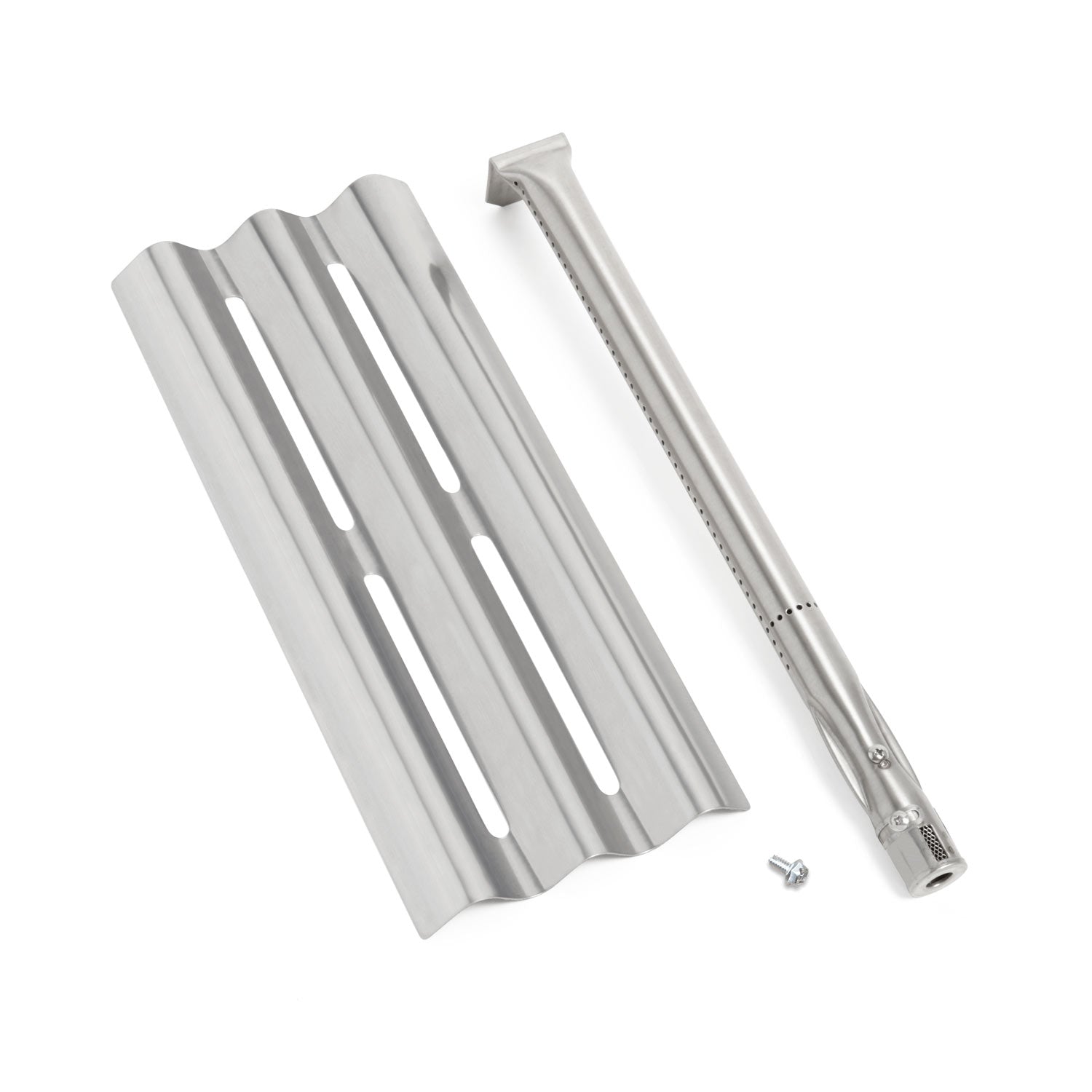 Stainless steel 1-burner sear plate with ridged grill plate, burner tube and screw