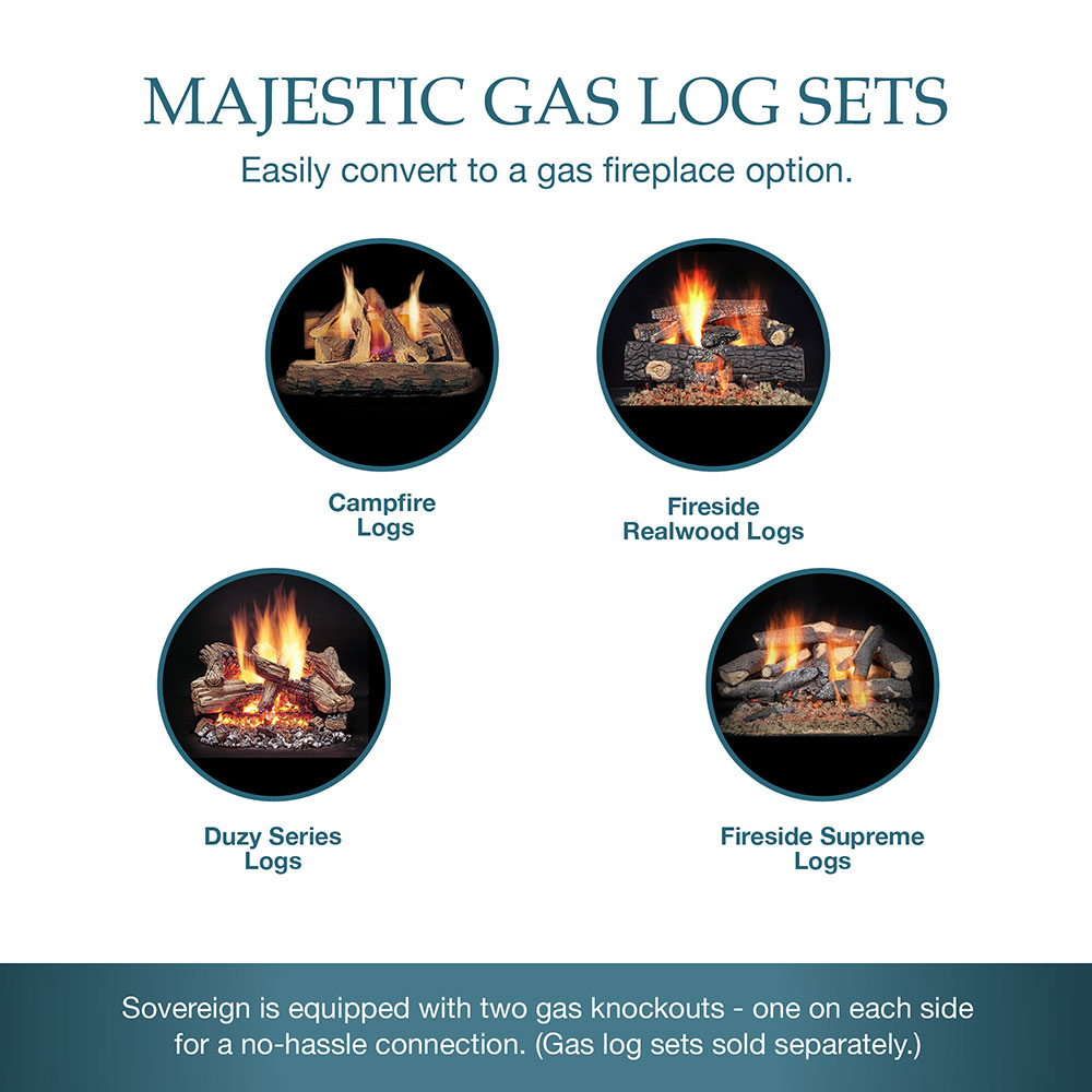Gas log sets infographic for converting a wood-burning fireplace to gas