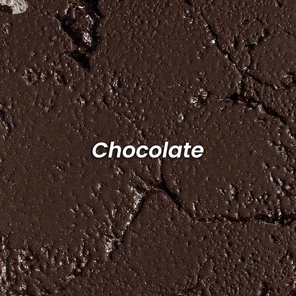 Chocolate sample swatch with rough stucco texture, dark brown finish.