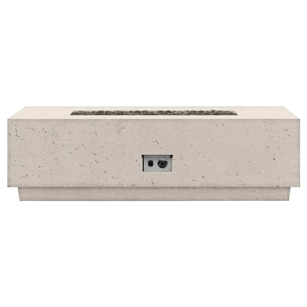 Sanctuary gas fire table with control panel, light stone finish