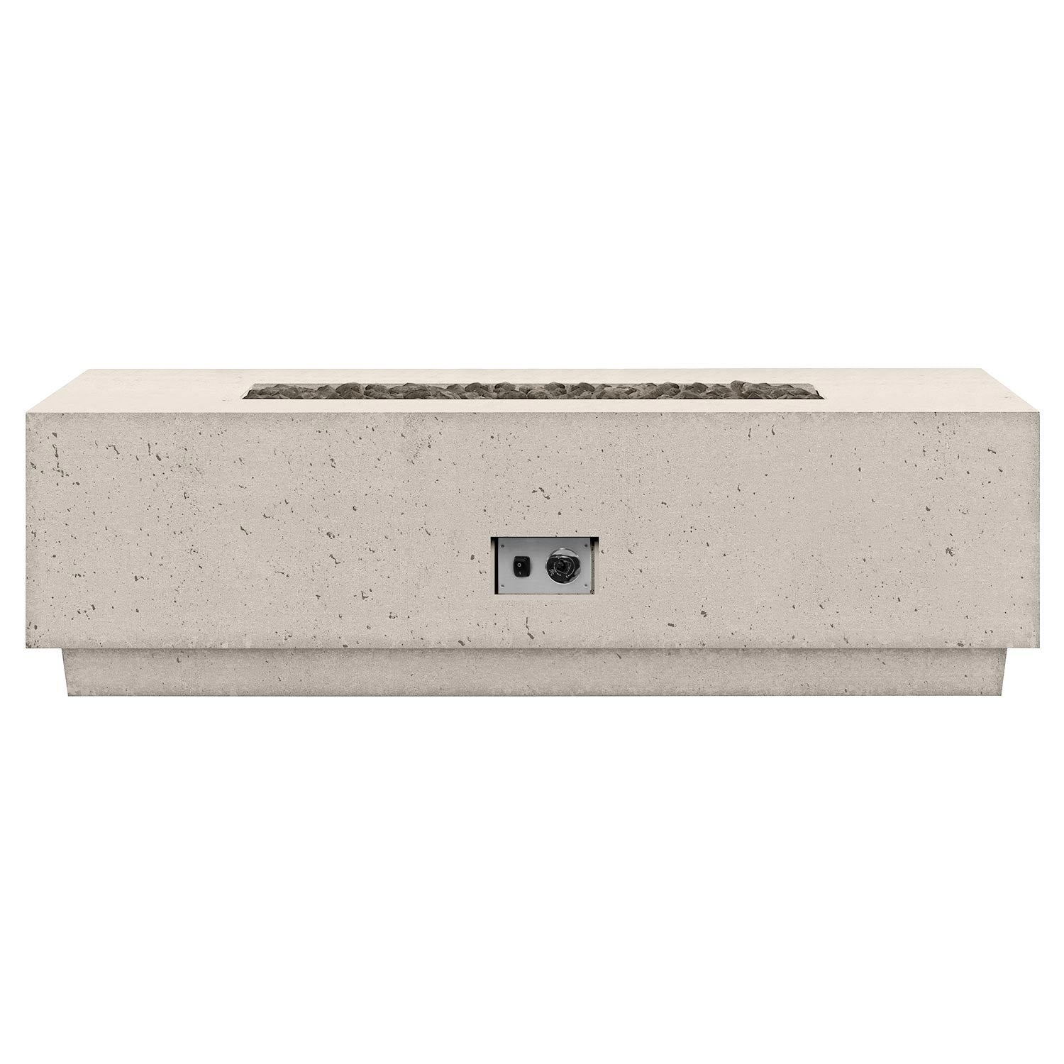 Sanctuary gas fire table with control panel, light stone finish
