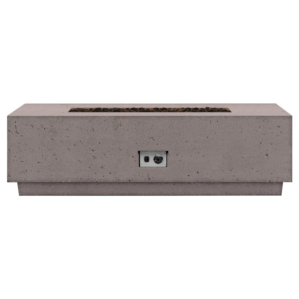 Sanctuary gas fire table with control panel, light stone finish