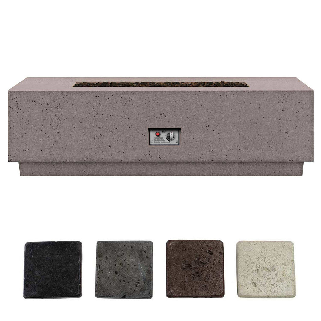 Sanctuary gas fire table with control panel, light arctic stone finish