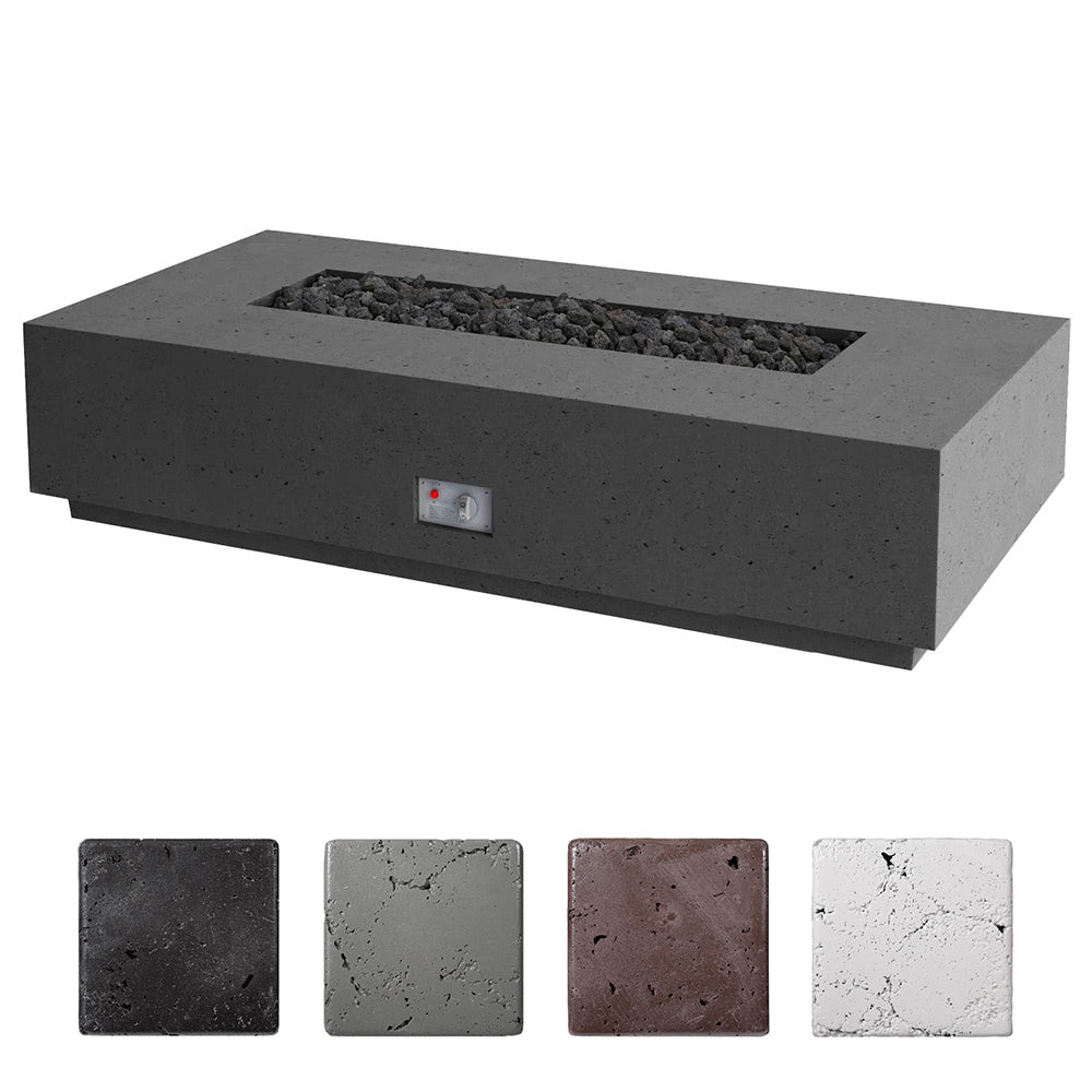 Sanctuary gas fire table with dark gray burner tray and front control panel