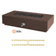Chocolate concrete gas fire table with control panel, lava rocks, brass burner kit