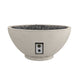 Light stone gas fire bowl with black lava rocks and front control panel