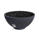 Dark gas fire bowl with black lava rocks and side ignition device