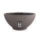30-inch gas fire bowl with control panel and lava rocks, dark gray concrete finish