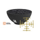 Dark concrete gas fire bowl with black burner stones and side gas control panel
