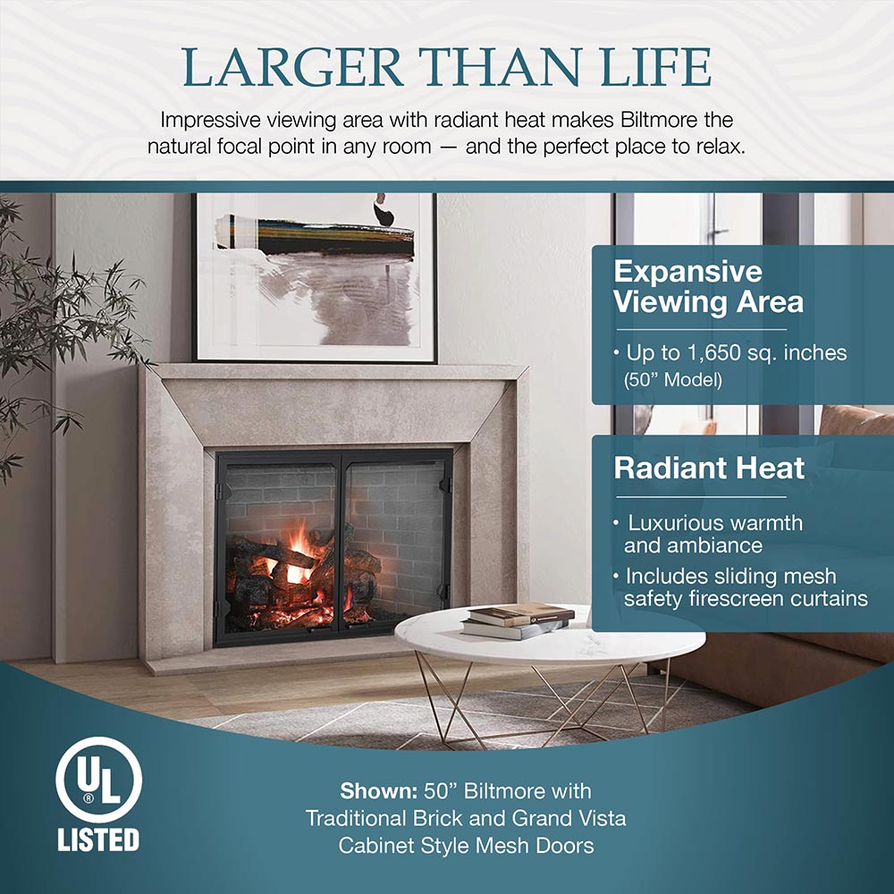 Majestic SB100 Biltmore 50-Inch Radiant Wood Burning Fireplace