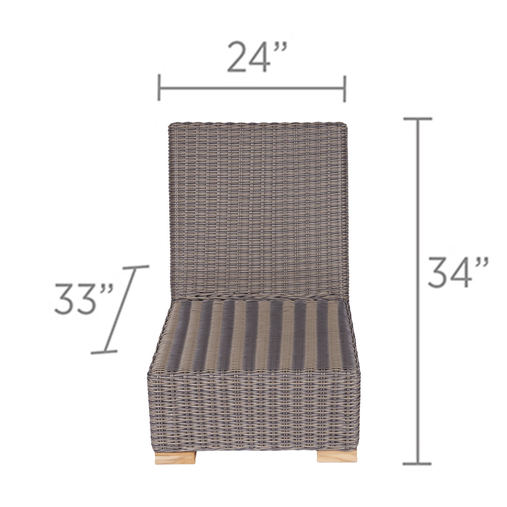Sanibel insert chair with wicker frame and gray striped seat