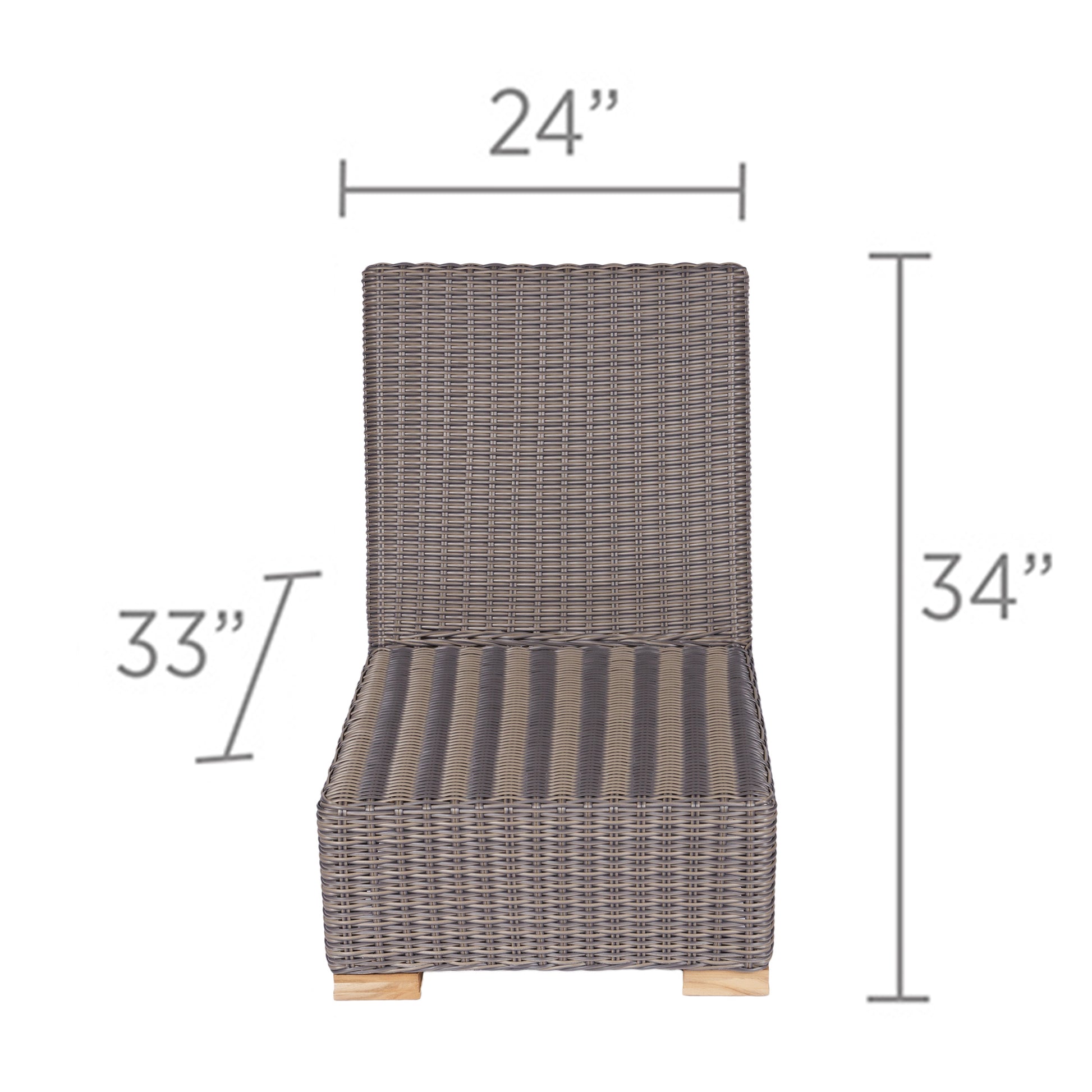 Sanibel insert chair with wicker frame and gray striped seat