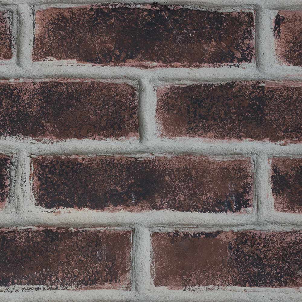 Brick ceramic fireplace liner panel with vintage mottled red-brown finish