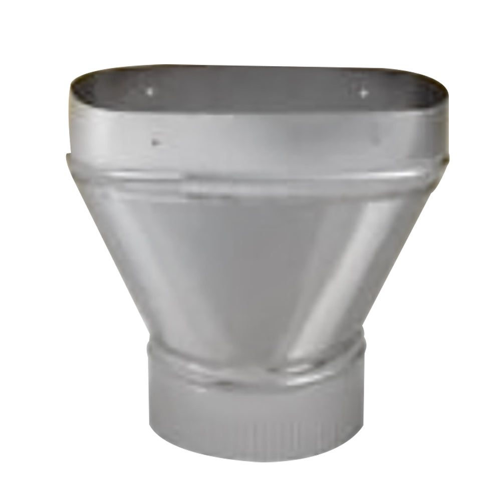 White Mountain Hearth direct vent pipe reducer, silver metal conical adapter