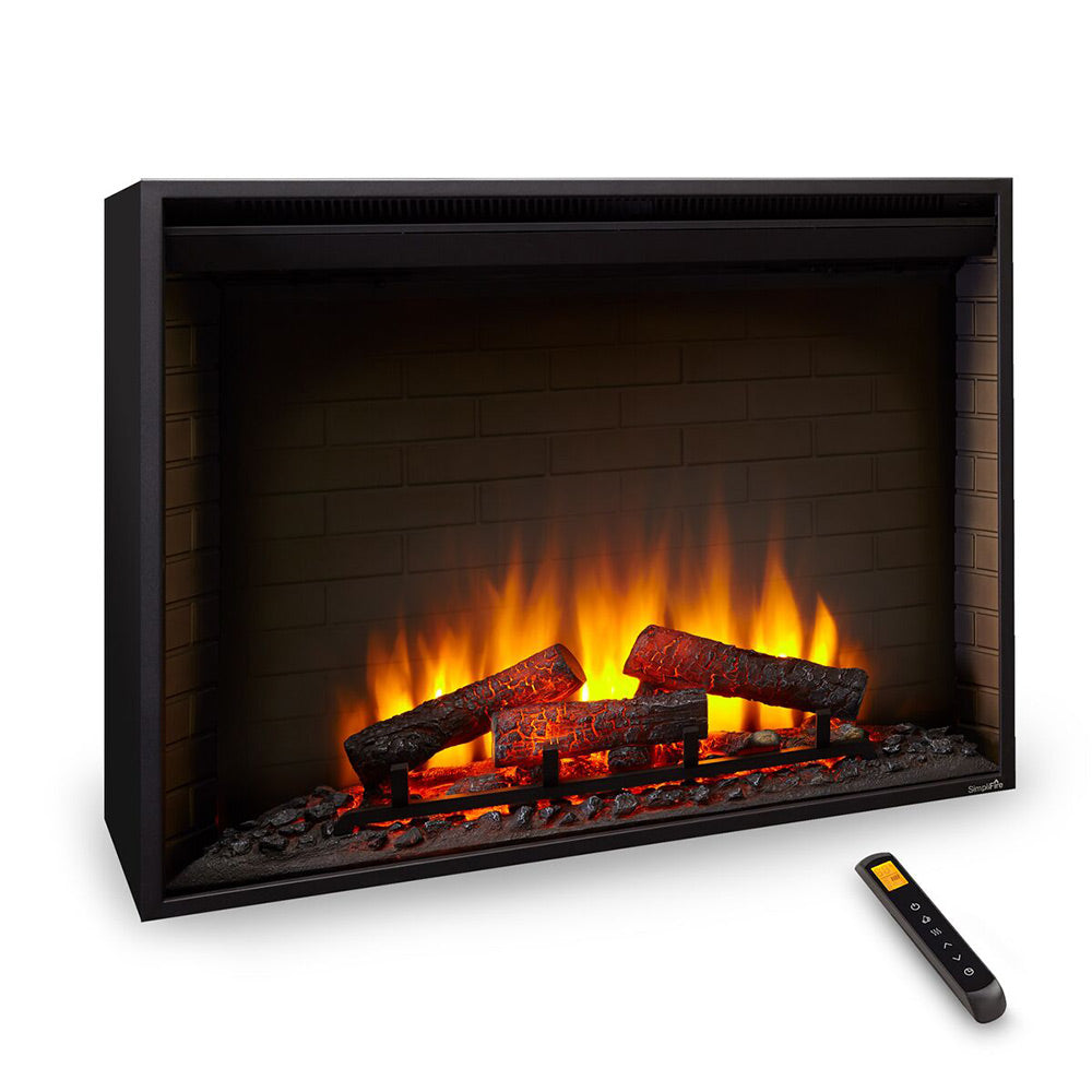 Built-in electric fireplace insert with remote and ember bed flames