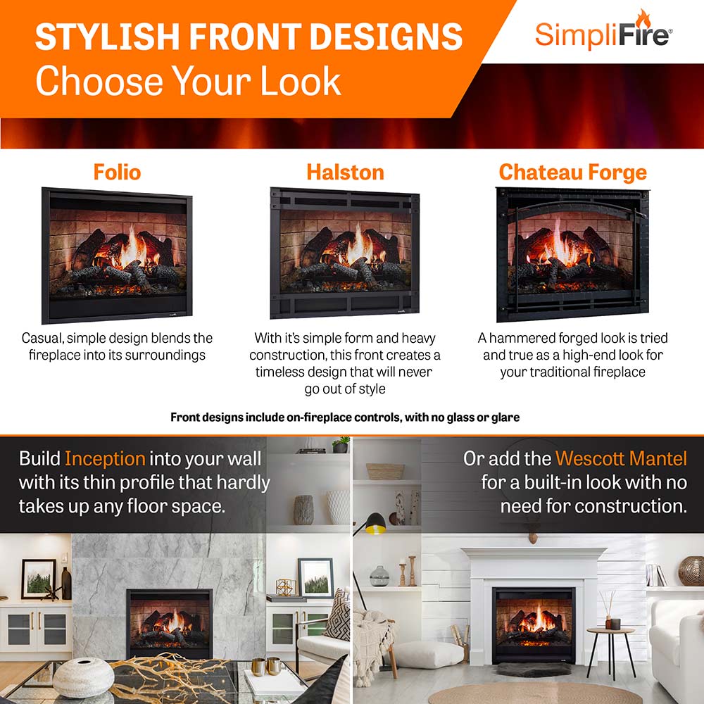 SimpliFire Halston Front for Inception 36-Inch Electric Fireplace