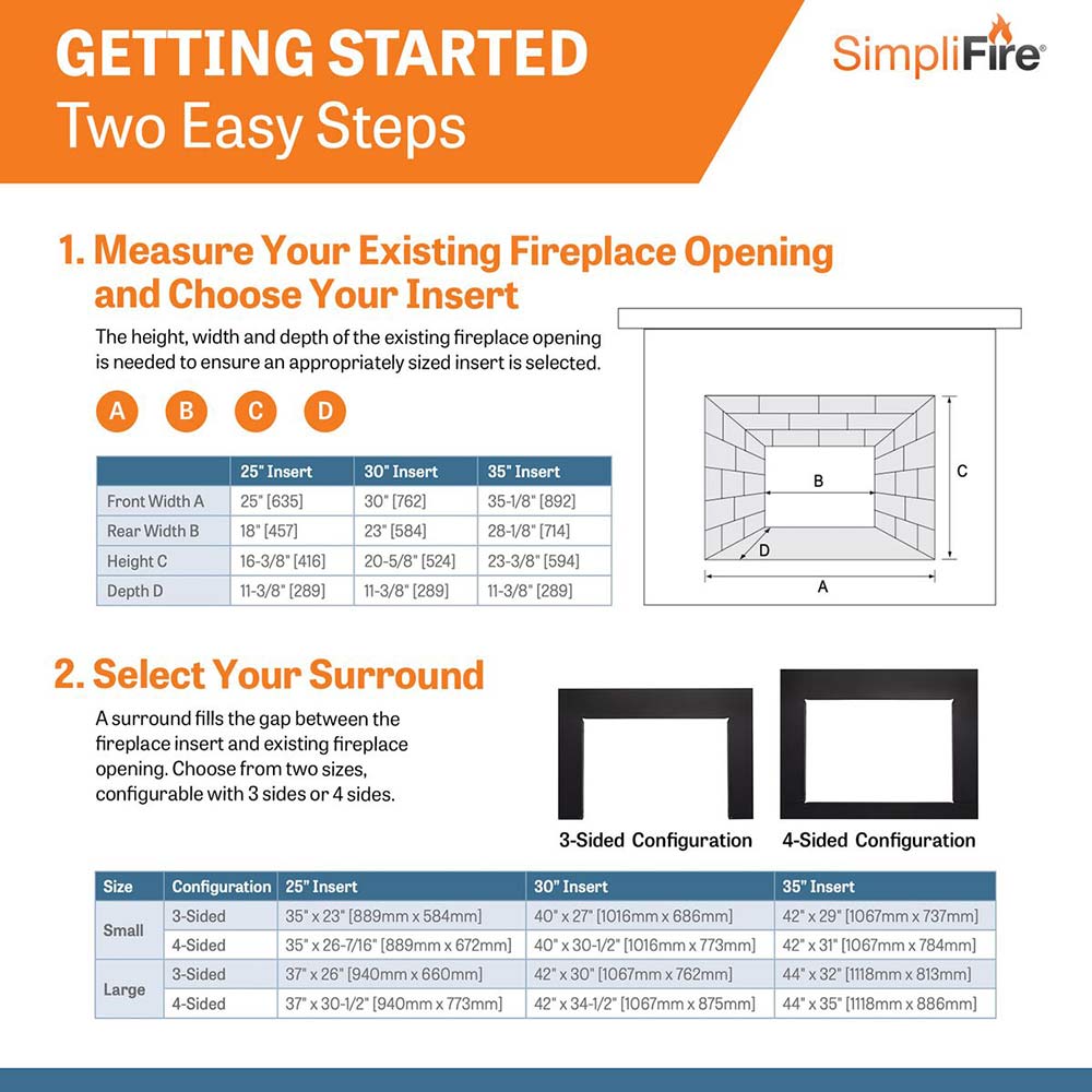 SimpliFire SF-INS35-IN 35-Inch Electric Fireplace Insert