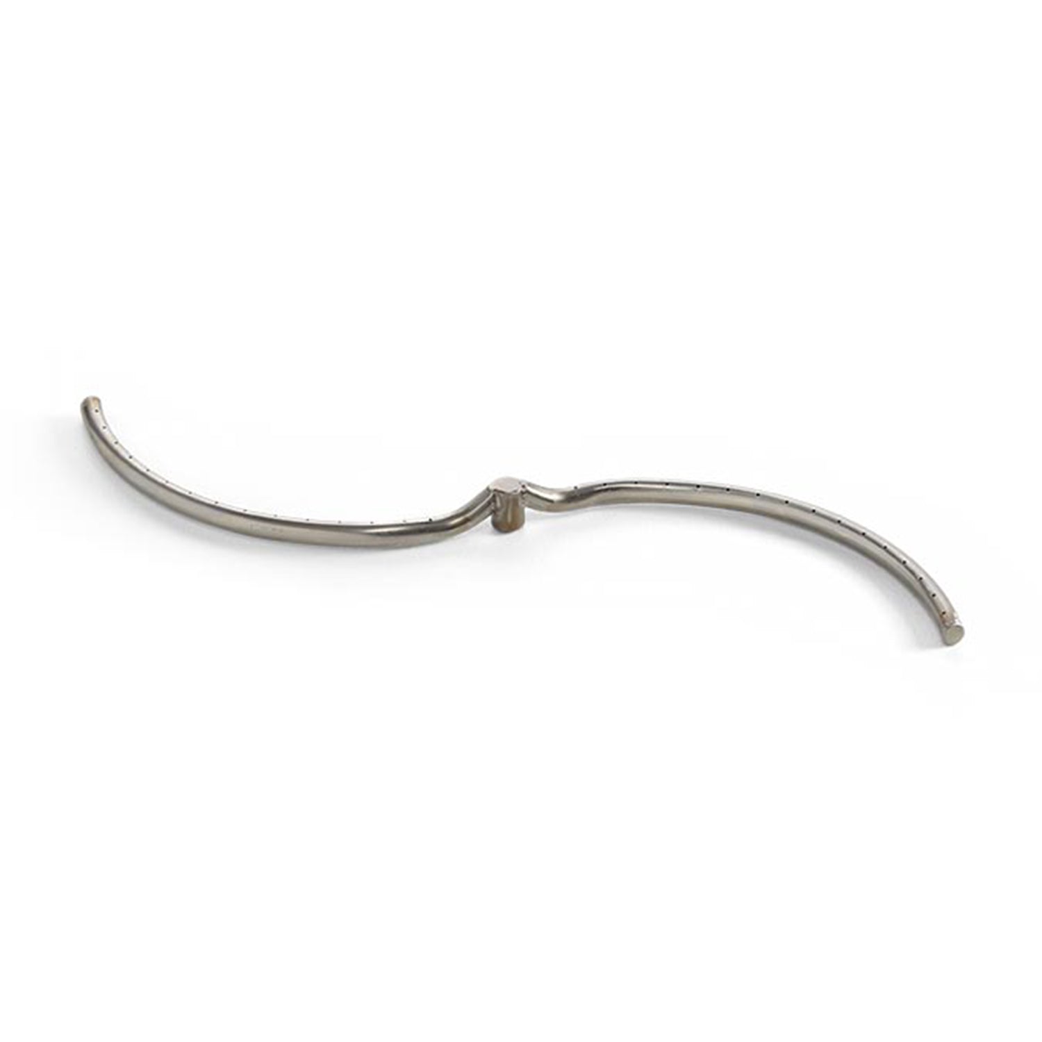 Stainless steel gas burner tube with long curved shape and end caps