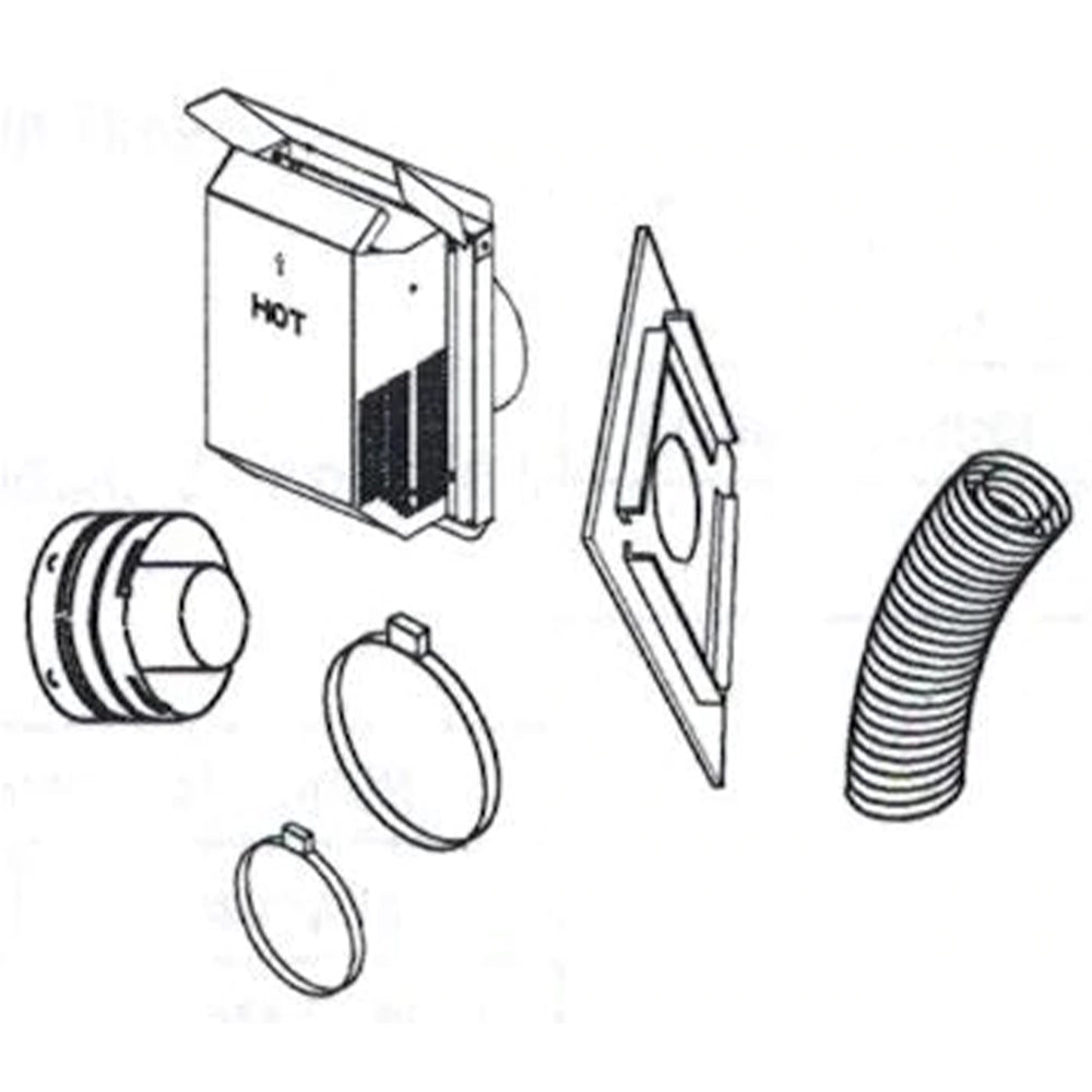 Flexible vent termination kit with square cap and corrugated duct pieces