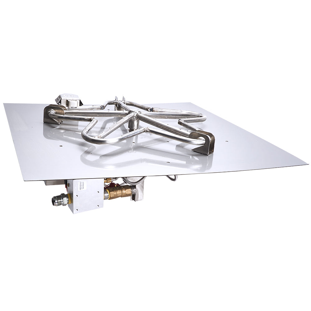 HPC Fire Penta Electronic Ignition Gas Fire Pit Kit with Square Flat Pan