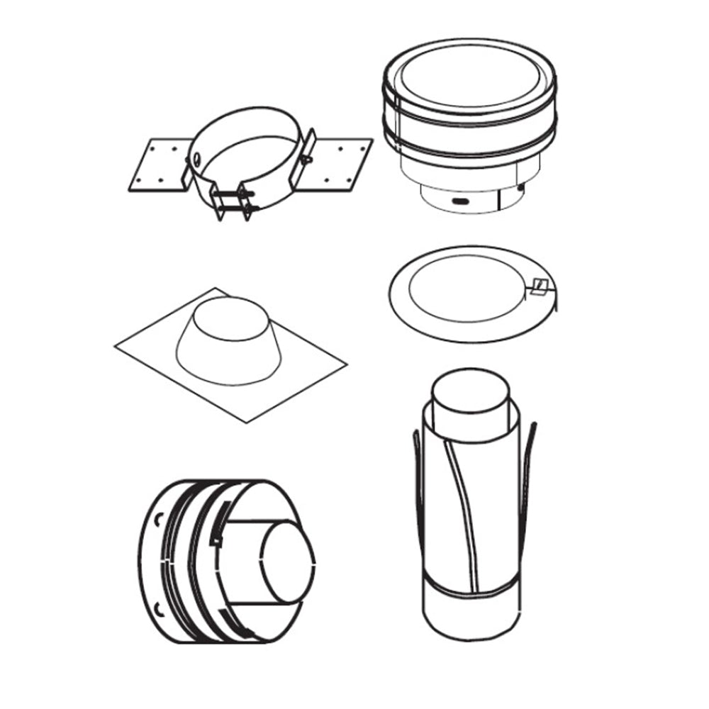 Direct vent vertical termination kit with metal outer vent collar and top cap
