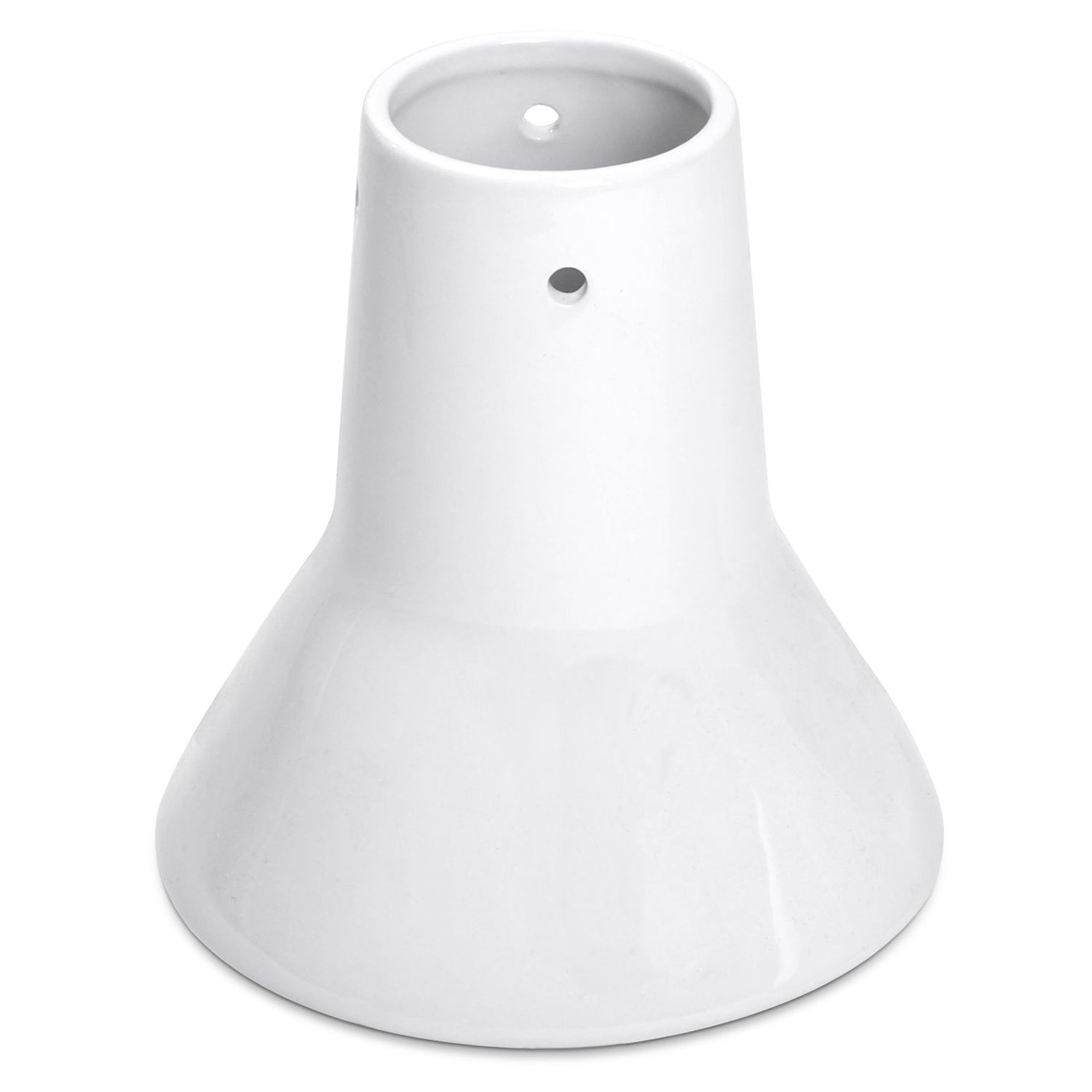 Ceramic turkey setter base in white with round opening on top